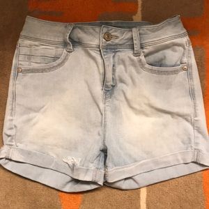 Light wash jean shorts